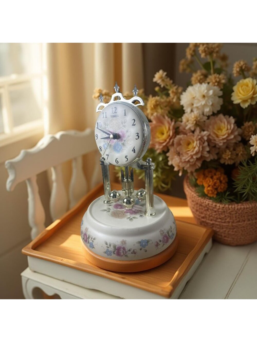 Vintage Timex Anniversary Clock with Glass Dome - Doesn't Work - Cottagecore Cha - Picture 2 of 11